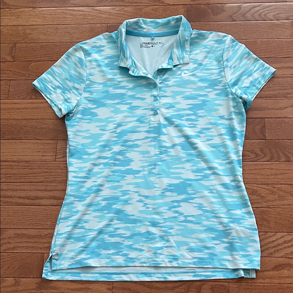 Nike Women's Light Blue Patterned Golf Shirt